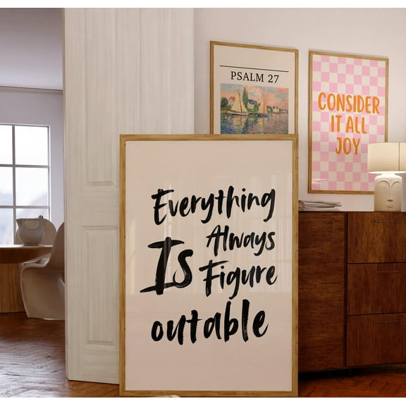 MSFCON Everything is Figureoutable Prints, Wall Art Quote, Office Wall Art, Inspirational Print for Office, Motivational poster