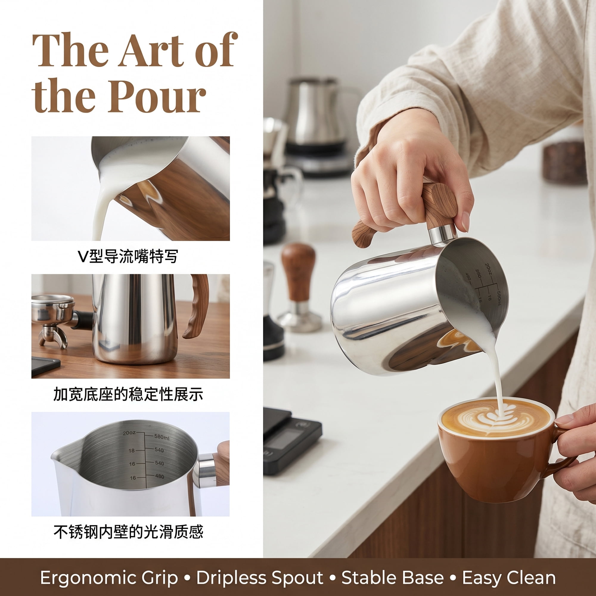 Unique Bargains Stainless Steel Measuring Cup for Accurate Kitchen Work Silver 600ml