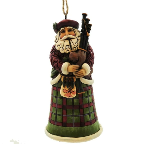 Jim Shore Heartwood Creek Scottish Santa Stone Resin Hanging Ornament, 4.75"