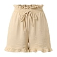 thumbnail image 5 of DHFJKG Women's Shorts 2026 Summer Casual Cute Ruffle Hem Shorts Comfy Elastic Drawstring Solid Color With Pockets Beach Stylish Bottoms, 5 of 9