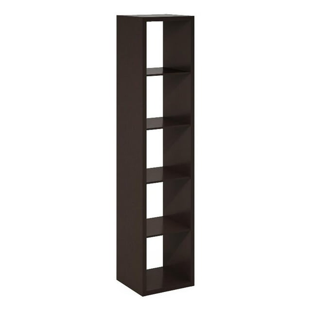 Pemberly Row Open Back Decorative Verticle Cube Storage Organizer in Dark Oak