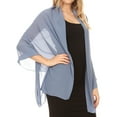 thumbnail image 4 of Sakkas Jona Women Soft Sheer Chiffon Bridal Wedding Evening Scarf Shawl Wrap Stole - Steel Blue - 7029, 4 of 5