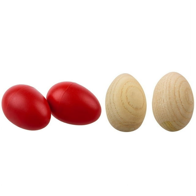 1 Paire de Maracas en Forme d'Œuf pour Percussion & 2x Instruments de Percussion en Bois pour Rythme