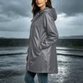 thumbnail image 5 of Enjoytime Rain Coats for Women Waterproof Hooded Long Rain Jacket Outdoor Travel Lightweight Windbreaker, 5 of 8