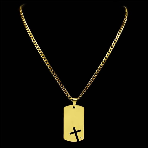 Sideway Cross Pendant Necklaces for Men Women 14K White Gold Hip Hop Male Chain Father's Day Birthday Gifts Jewelry