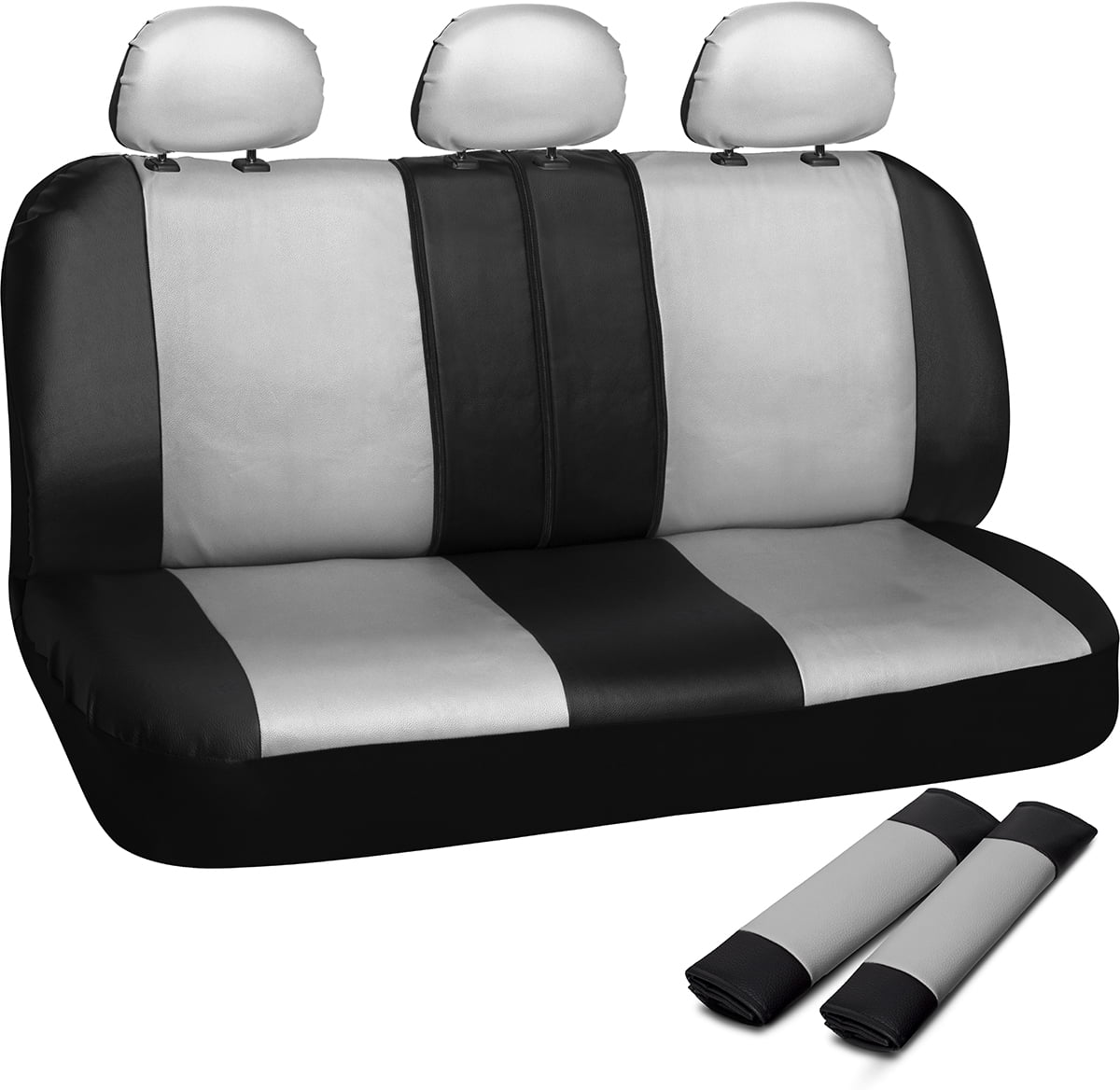 Oxgord Faux Leather Rear Bench Seat Covers Universal Fit For Car Truck Suv Van 50 60 40 Or 20 Split With Headrest