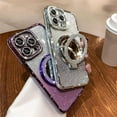 thumbnail image 5 of Compatible with iPhone Case,Luxury Glitter Diamond Ring Hold Stand&Make up Mirror Design Full Body Protection Soft Shockproof Cover Phone Case (Blue,iPhone 14 Pro Max), 5 of 7