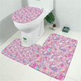 thumbnail image 2 of Pink Unicorns Flamingos Pattern Bathroom Rugs Sets 3 Piece,Toilet Cover Set,Absorbent Non Slip Bathroom Mats Sets with U-Shaped Contour Rug Toilet Rug Set, 2 of 5