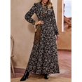 thumbnail image 4 of Black Ditsy Floral Maxi Dress With Ruffle Trim And Tie Neck, 4 of 21