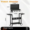 thumbnail image 7 of SKOK 23'' 3-Burner Portable Flat Top Gas Griddle with Hood, 45,000 BTU Outdoor Propane Griddle Station, 326 Sq. In. Cooking Surface & Side Shelves for BBQ, Camping, Tailgating, Silver, 7 of 7