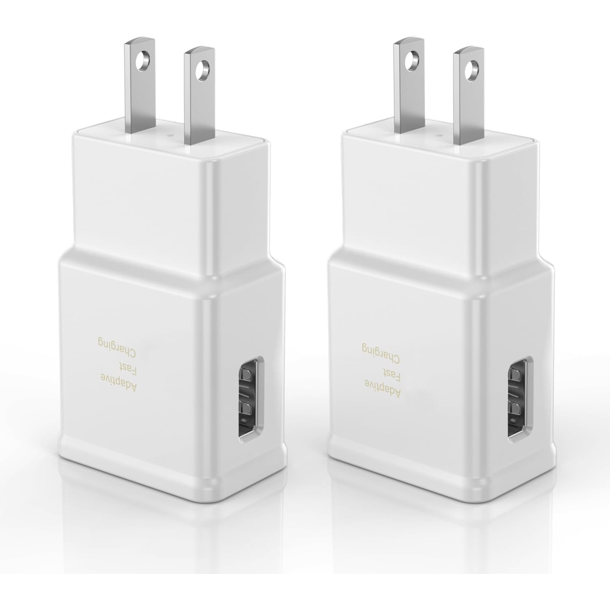 Adaptive Fast Charging Block USB Wall Charger Adapter Fits Samsung Galaxy S25/S24/S23/S22/S22 Ultra/S21/S20/S10/S9/S8/S7/Edge/Note 10 Quick Charge (White, 2 Pack)