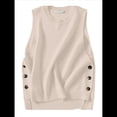 thumbnail image 2 of Suéter Sin Mangas de Cuello Redondo para Mujer, Jersey de Punto Acanalado, Chaleco Albaricoque L, 2 of 7