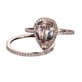 thumbnail image 1 of 1.50 carat Pear Cut Real Morganite and Man made diamond moissanite Diamond Halo Bridal Set Sterling Silver 18k Gold, 1 of 4