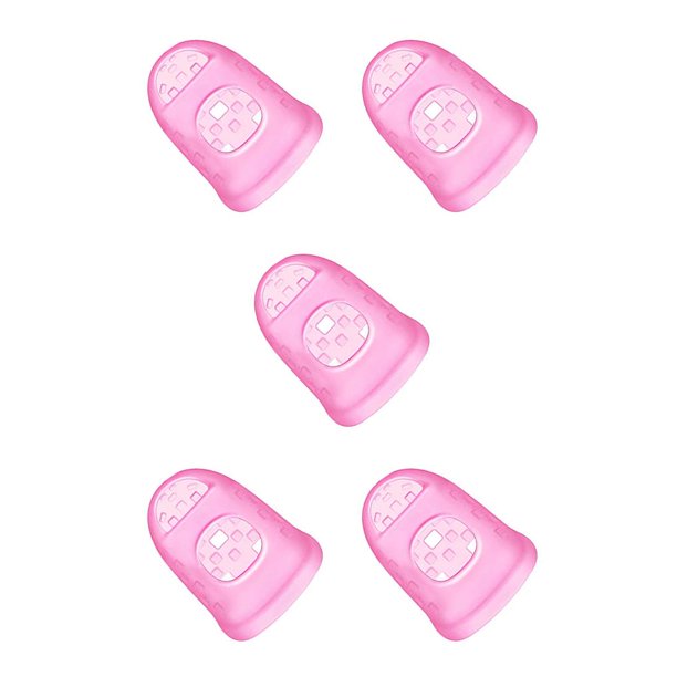Seitruly Puntas de los dedos de guitarra de silicona Protectores de dedos antideslizantes resistentes al desgaste púas protectoras multicolores Rosa L 5piezas