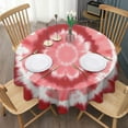 thumbnail image 3 of Red White Tie Dye Mandala Pattern Round Tablecloth 60"x60",Wrinkle Wipeable Table Cloth for Kitchen Dining Room Picnic Patio Party, 3 of 6