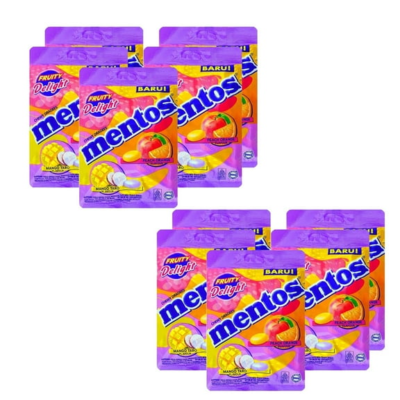 Mentos Fruit Delight Chewy Dragees Candy, 125g Pouch - (10 Pack)