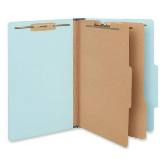 Universal UNV10406 2 Dividers 6 Fasteners Heavy-Duty Pressboard Cover Legal Size Six-Section Classification Folders - Light Blue (20/Box)