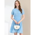 thumbnail image 2 of INSPIRE CHIC Robe Midi Évasée à Coupe Décontractée pour Femme avec Insert en Dentelle Fluide Bleu TG, 2 of 6