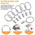 thumbnail image 4 of Anillos de cortina de acero inoxidable de 30 piezas con clips, 32 mm de diámetro, para cortinas y cortinas de ducha, acabado plateado, 4 of 7