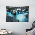 thumbnail image 1 of Landscape Tapestry, Waterfall Basalt Rocks Rural Scenery National Park Nature Woods Photo, Wall Hanging for Bedroom Living Room Dorm Decor, 60W X 40L Inches, Sky Blue Grey Green, by Ambesonne, 1 of 2