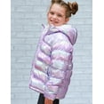 thumbnail image 3 of Aideaone Girls Puffer Jacket Packable Hooded Warmth Padded Winter Coat Metallic Shine Outerwear 10-12Years, 3 of 8