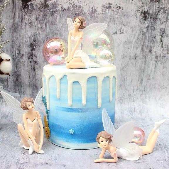Dserhfy Flower Fairy Figurine Wedding Birthday Cake Topper Dollhouse Ornament Desk Decor