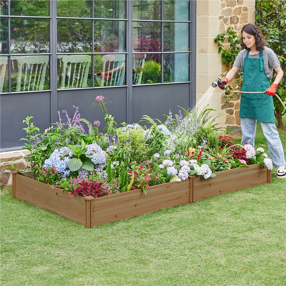 Alden Design Wooden Raised Garden Bed Planter Box for Vegetable, Dark Brown