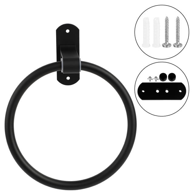 Oubit Porte-Serviettes Design Moderne Noir Anneau Porte-Serviettes Fiabilité Ultime