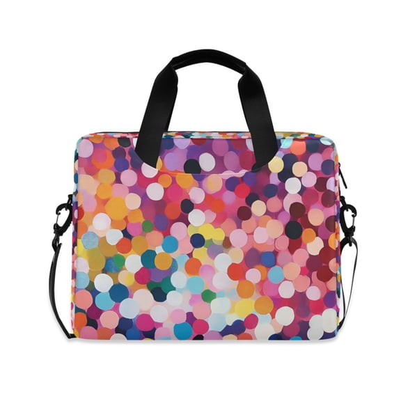 FORMRS 16" Laptop Bag Carrying Sleeve Case with Handle Travel Shoulder Briefcase, Black Colorful Circles