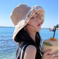 thumbnail image 4 of ZHENHONG Sun Hats for Women Outdoor Double-Side Flower Printed Floppy Sunscreen Hat Casual Solid Color Headwear Khaki, 4 of 5