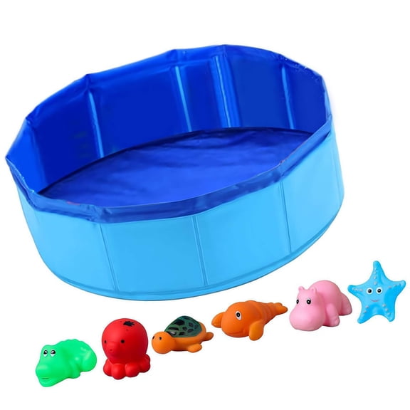 Foldable Pet Water Bowl Skid Resistant Base 6pcs Chew Toy Portable Bathing Pool For And Dogs