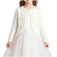 thumbnail image 2 of FRSASU Girls Cute Shrug Openwork Knit Cardigan Sweater Long Sleeve Button Front Closure Crop Tops Dress Cover Up White-D, 2 of 9