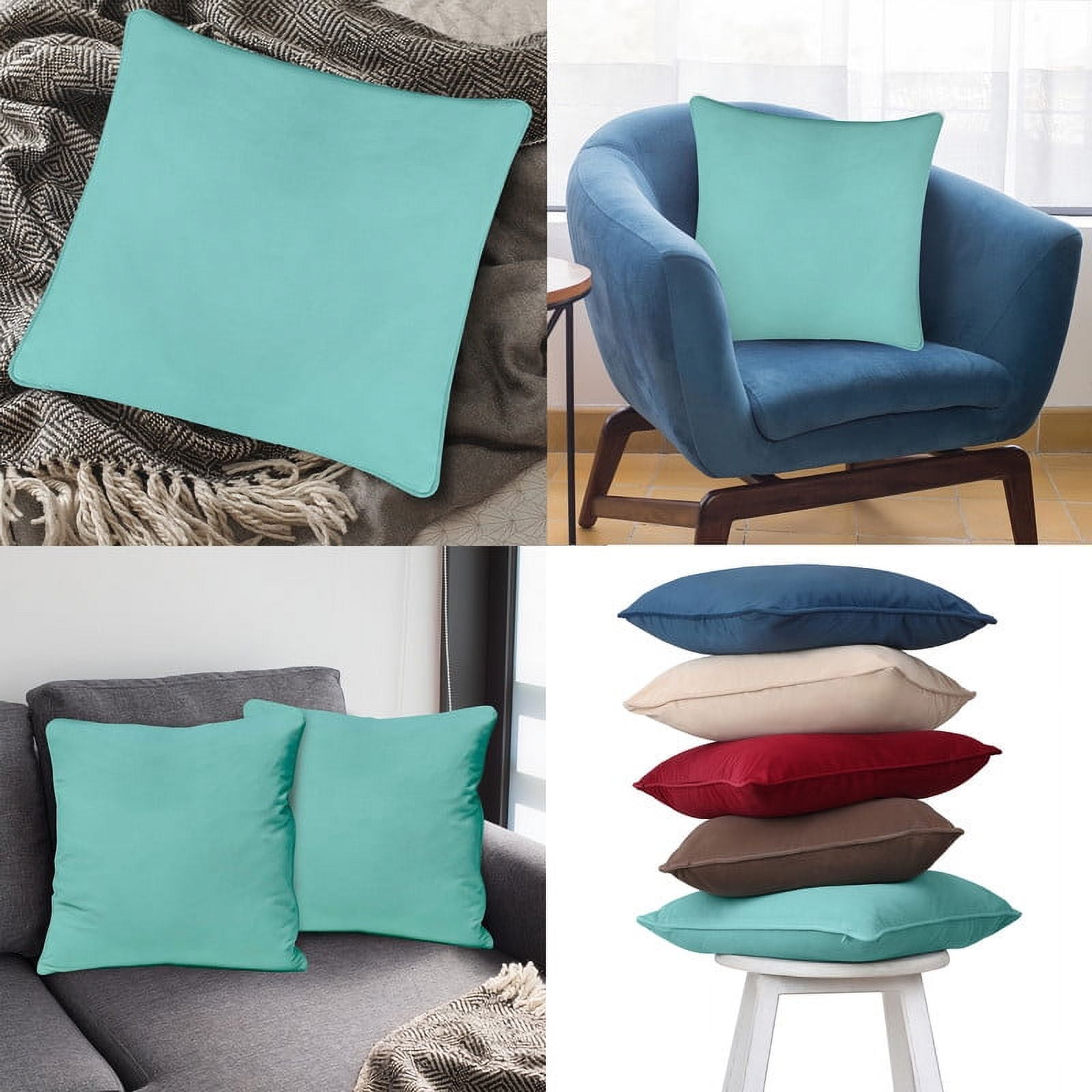 A1HC Set of 2 Luxurious Soft Velvet Throw Pillow Covers Only, 22"x22", Aqua Blue, Decorative Cushion Covers with Hidden YKK Zipper for Sofa or Bed