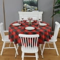 thumbnail image 2 of Red Black Checkerboard Checkered Pattern Round Tablecloth 60"x60",Wrinkle Wipeable Table Cloth for Kitchen Dining Room Picnic Patio Party, 2 of 6