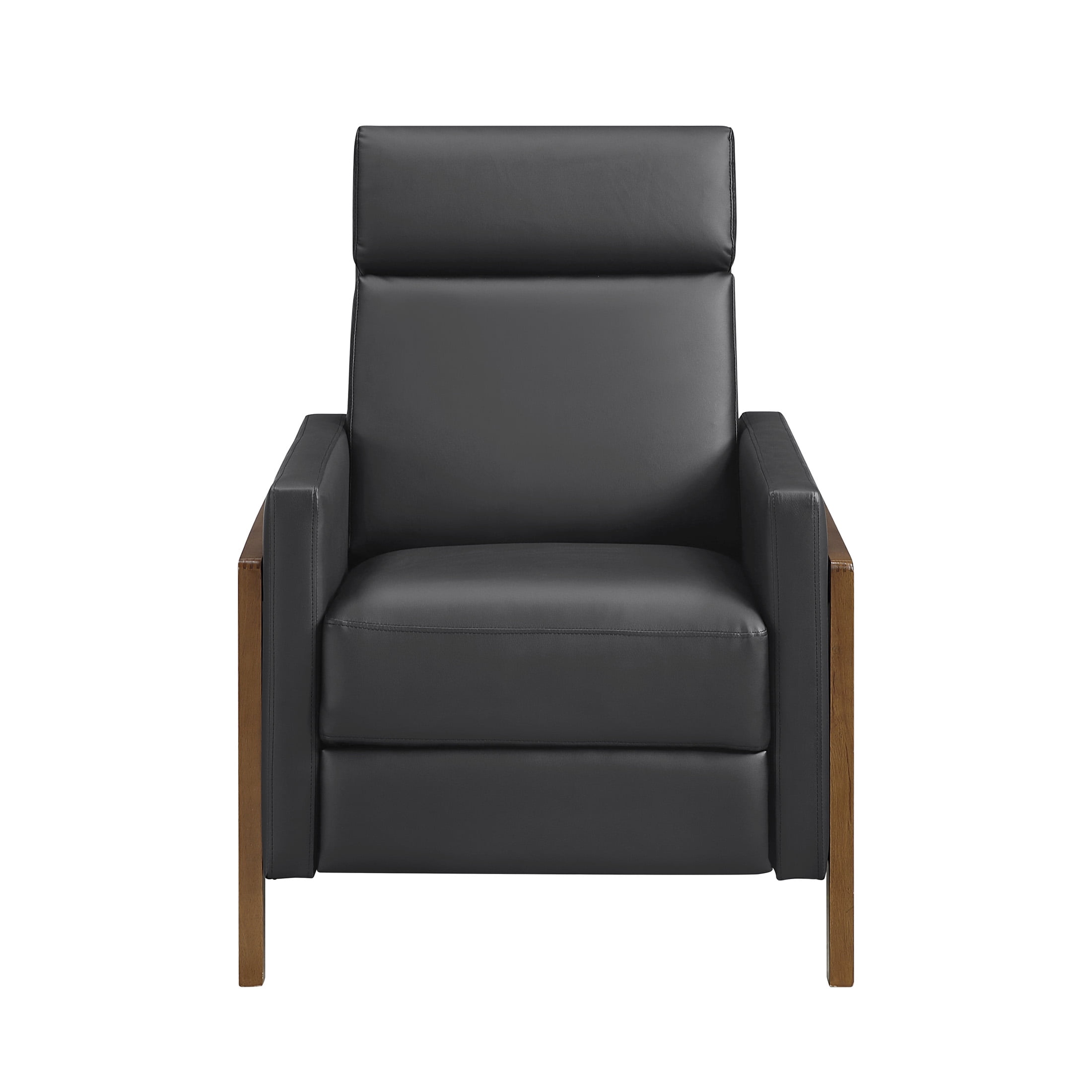 OakvillePark Velora Faux Leather Push Back Manual Reclining Chair, Black