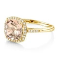 thumbnail image 6 of Gem Stone King 10K Yellow Gold Peach Morganite Engagement Ring for Women (1.88 Cttw, Cushion 8MM, Available in Size 5, 6, 7, 8, 9), 6 of 6