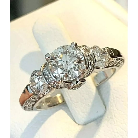 2Ct Round Cut Lab-Created Diamond 14K White Gold Plated Engagement Ring Women's Ring Solid 925 Sterling Silver