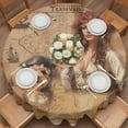 thumbnail image 2 of Pirate Girl Round Tablecloth 54 inches Cute Dog Treasure Map Waterproof Oil-Proof Table Cloth Round Table Cover for Holiday Party Picnic Dinner Decor Indoor and Outdoor Use, 2 of 9