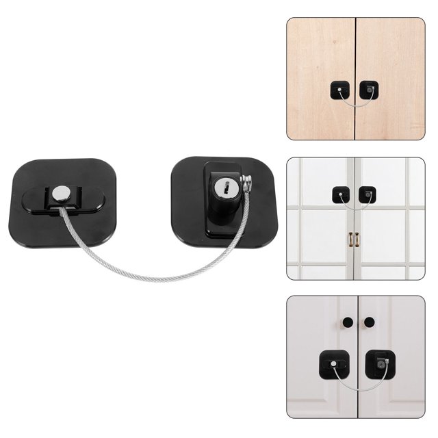 NIYANGLE Fridge Lock No Punching Installation Plastic Black 1 Set Homeowners Families