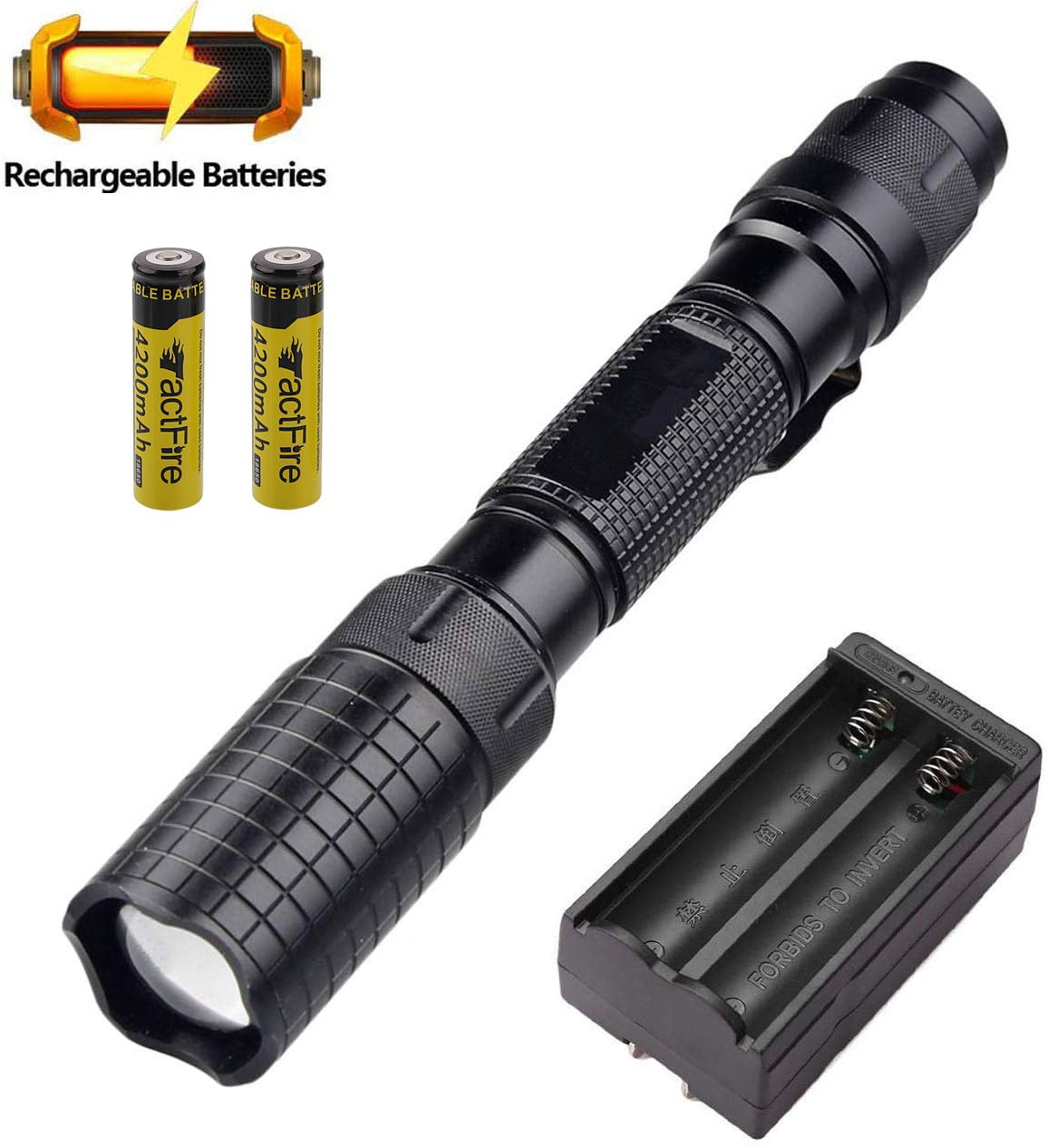 2Set Zoomable 90000LM T6 LED Torch Flashlight Lamp & Rechargeable BTY Charger 