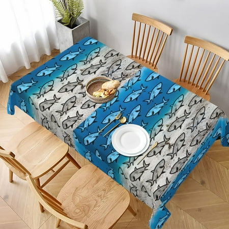 

Tablecloth Shark Table Cloth For Rectangle Tables Waterproof Resistant Picnic Table Covers For Kitchen Dining/Party(60x90in)