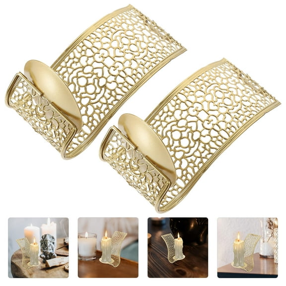 BESTYASH Wall Mounted Candle Holder Set, 2 Pieces Golden Iron Wall Sconce for Home Decor and Ambient Lighting