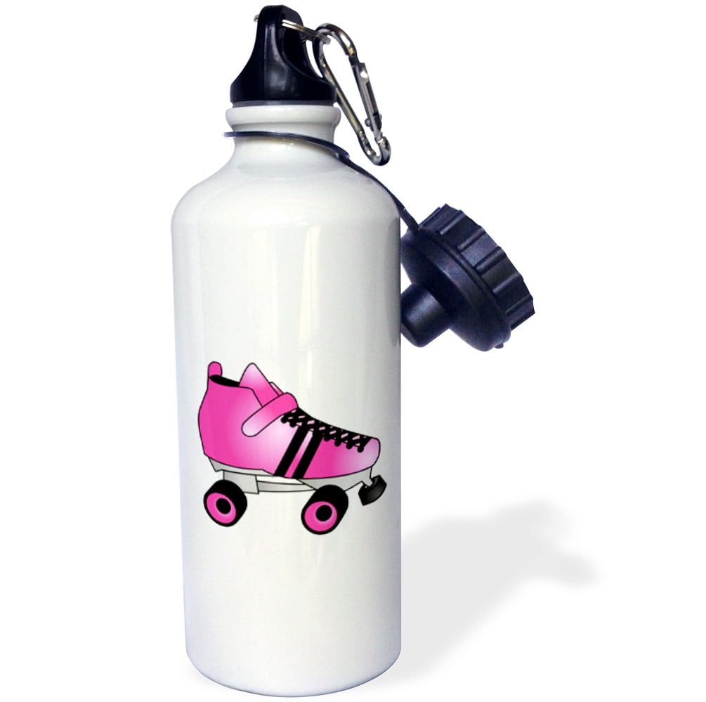 3dRose Skating Gifts Pink and Black Roller Skate, Sports Water Bottle, 21oz by 3dRose