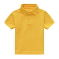 thumbnail image 7 of 2 Pack Comfy Shirts for Boys Girls Short Sleeve Collared School Uniform Tops Kids Solid Color Cotton Tshirts (1 Year, Yellow|Blue), 7 of 7