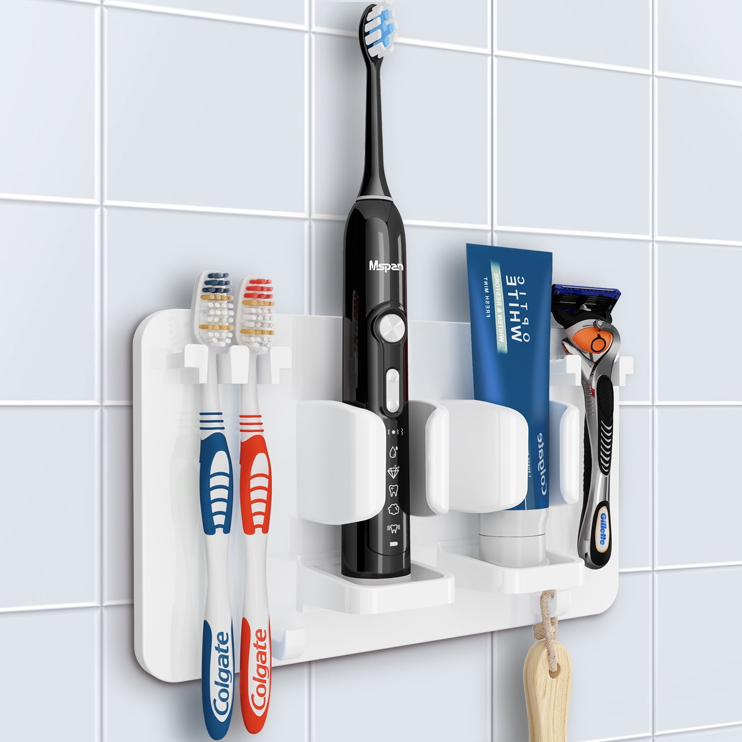 Wall Mounted Toothbrush Toothpaste Holder Storage Rack Organizer Self Adhesive H 