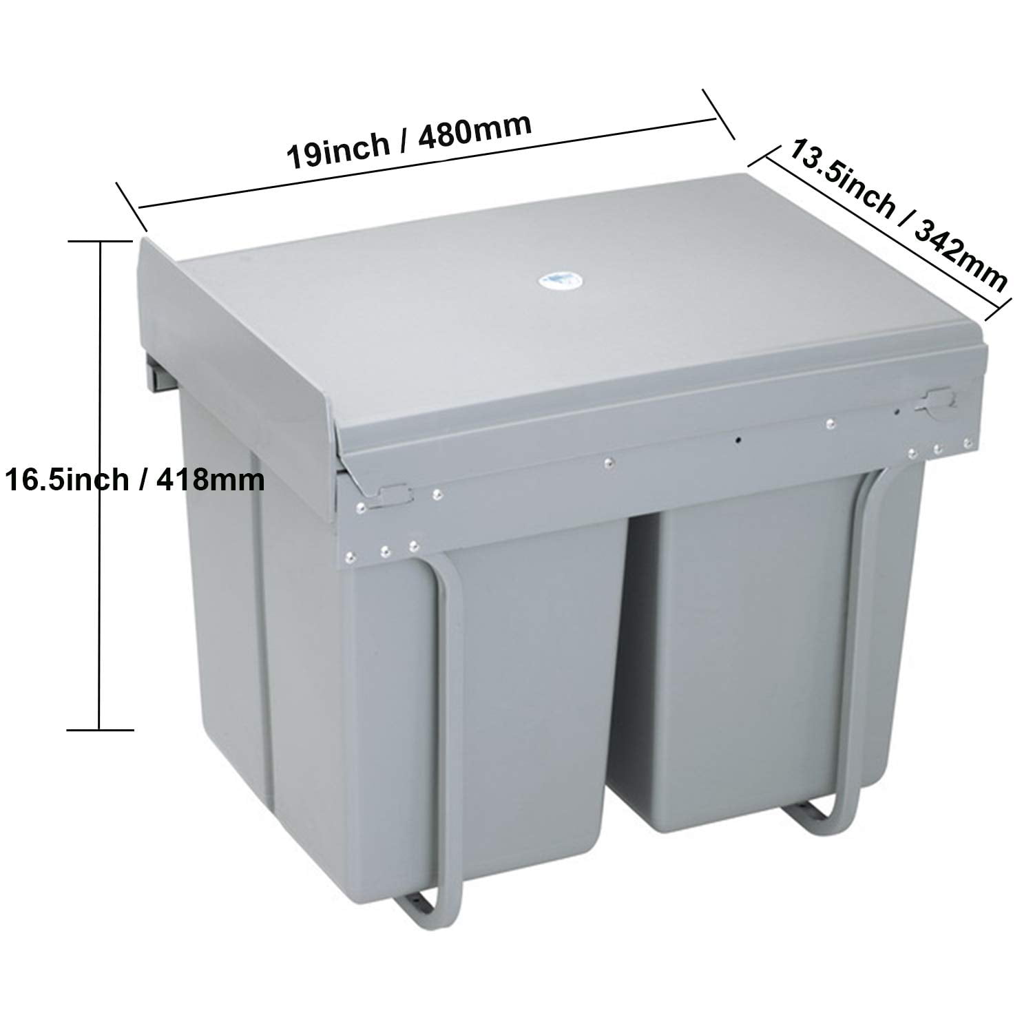 Premium under Sink 10L Hinged Stainless Steel Waste Bin, 400mm Cabinet Width