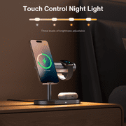 4-in-1 Wireless Charging Stand with 3 Level Night Light and Safe Charging Base