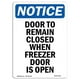 thumbnail image 1 of SignMission OS-NS-A-1824-V-11526 18 x 24 in. OSHA Notice Sign - Door to Remain Closed When Freezer, 1 of 1