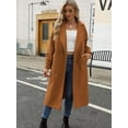 thumbnail image 2 of Lapel Collar Double Breasted Women's Winter Elegant Coats Long Notched Pea Coat, 2 of 8