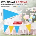 thumbnail image 2 of Banderas de banderines Uxcell de 100 pies, cuerdas colgantes de triángulo, banderas DIY para fiestas Amarillo Azul Blanco 60 Pcs, 2 of 5